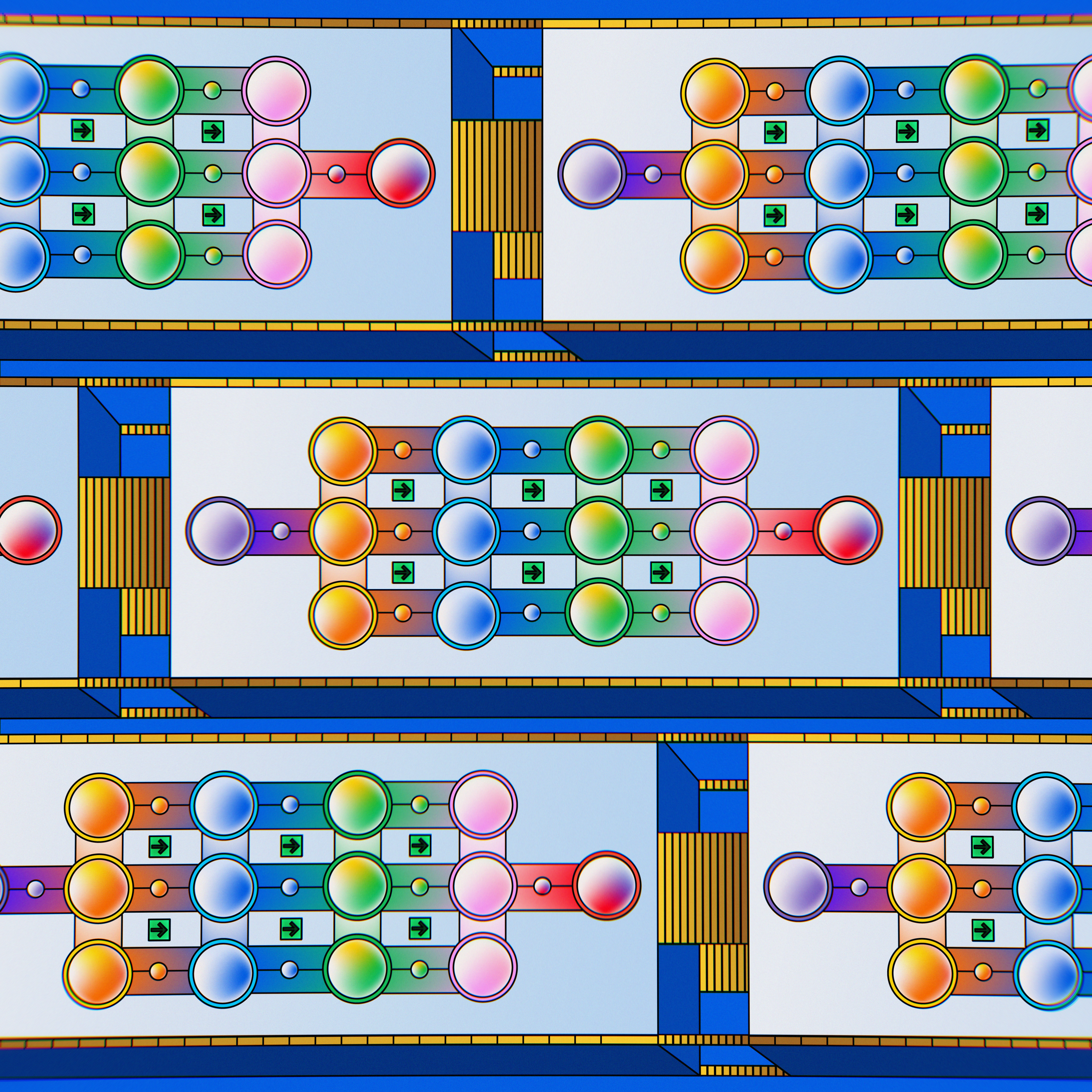 Abstract visual representation of a neural network with vibrant colors, showcasing AI technology principles.