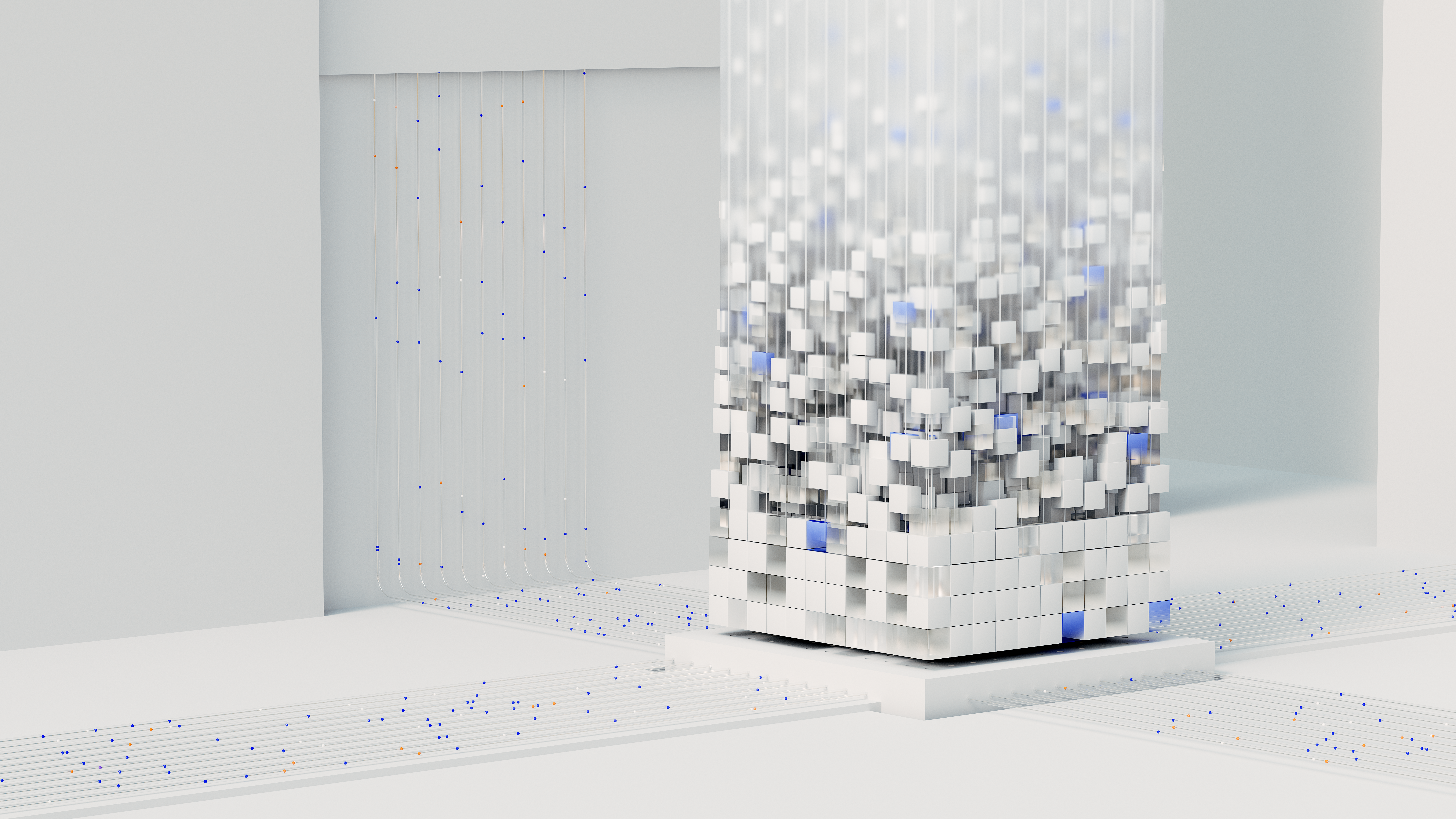 Abstract 3D render visualizing artificial intelligence and neural networks in digital form.