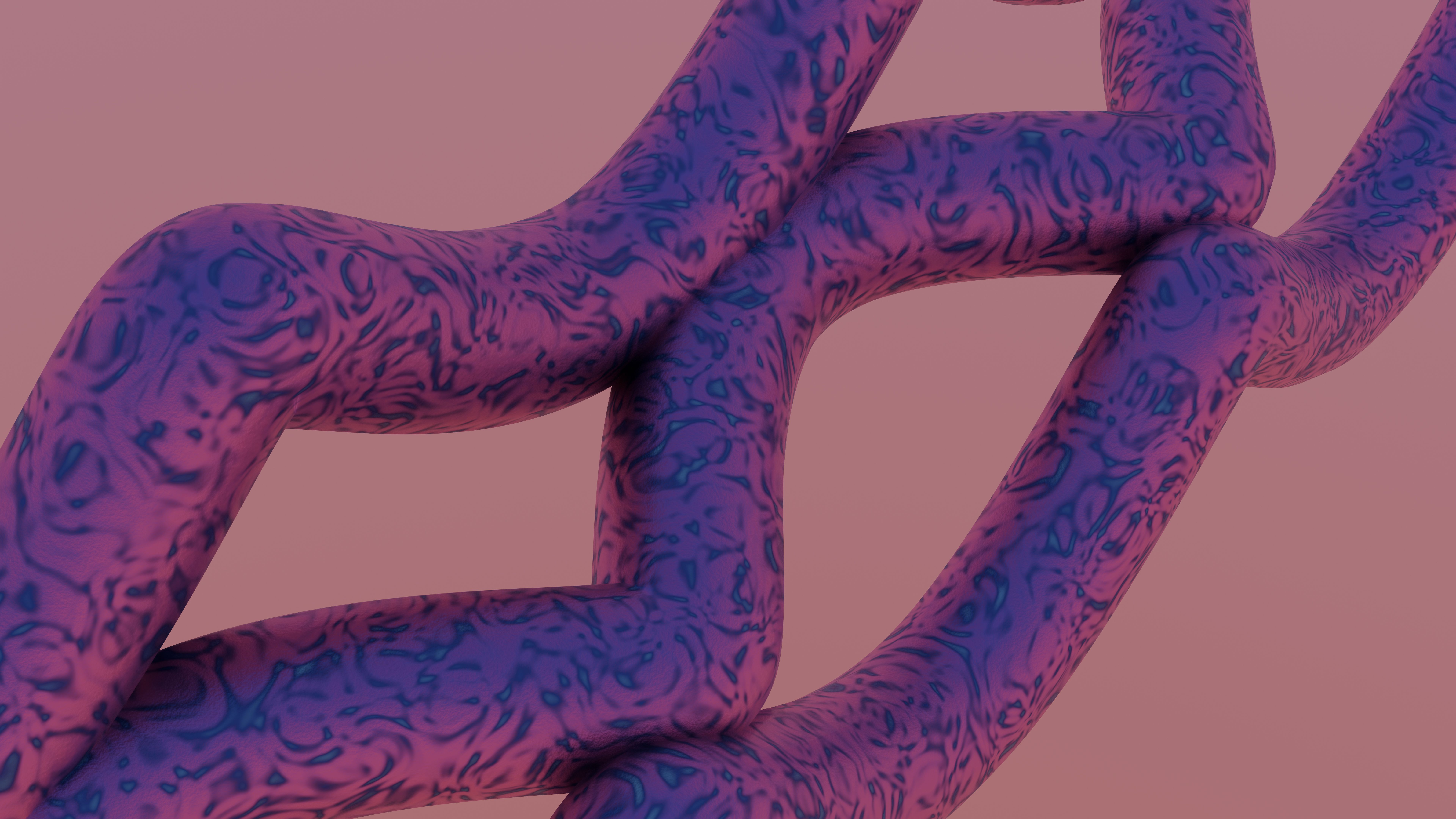 Artistic render of a purple chain with a unique textured pattern on a gradient background.